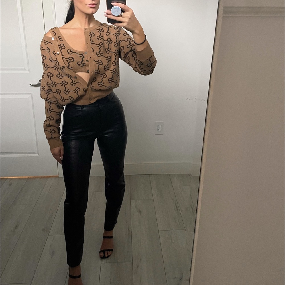 Rokh Brown Patterned Knit Cardigan Top - Women